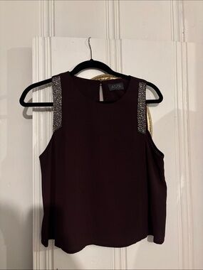 Astr Burgundy Sleeveless Camisole with Beaded Straps